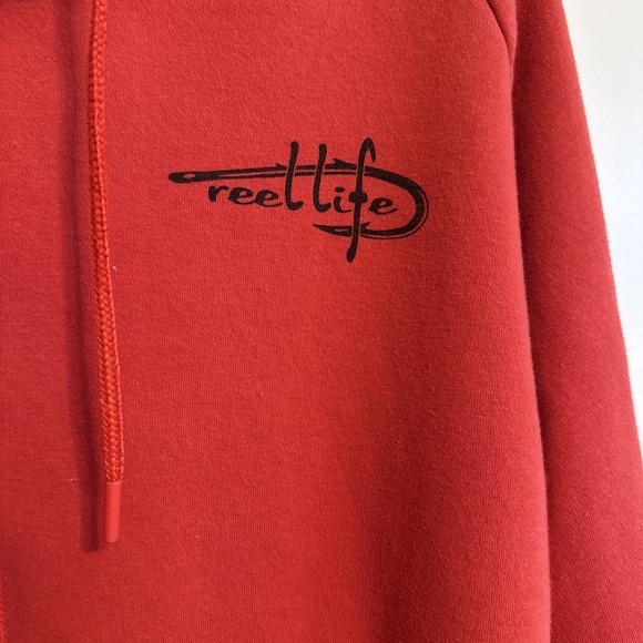 Reel Life Men's Red Hoodie Sweatshirt Size M Fisherman Outdoors Rugged Weather - Picture 3 of 13